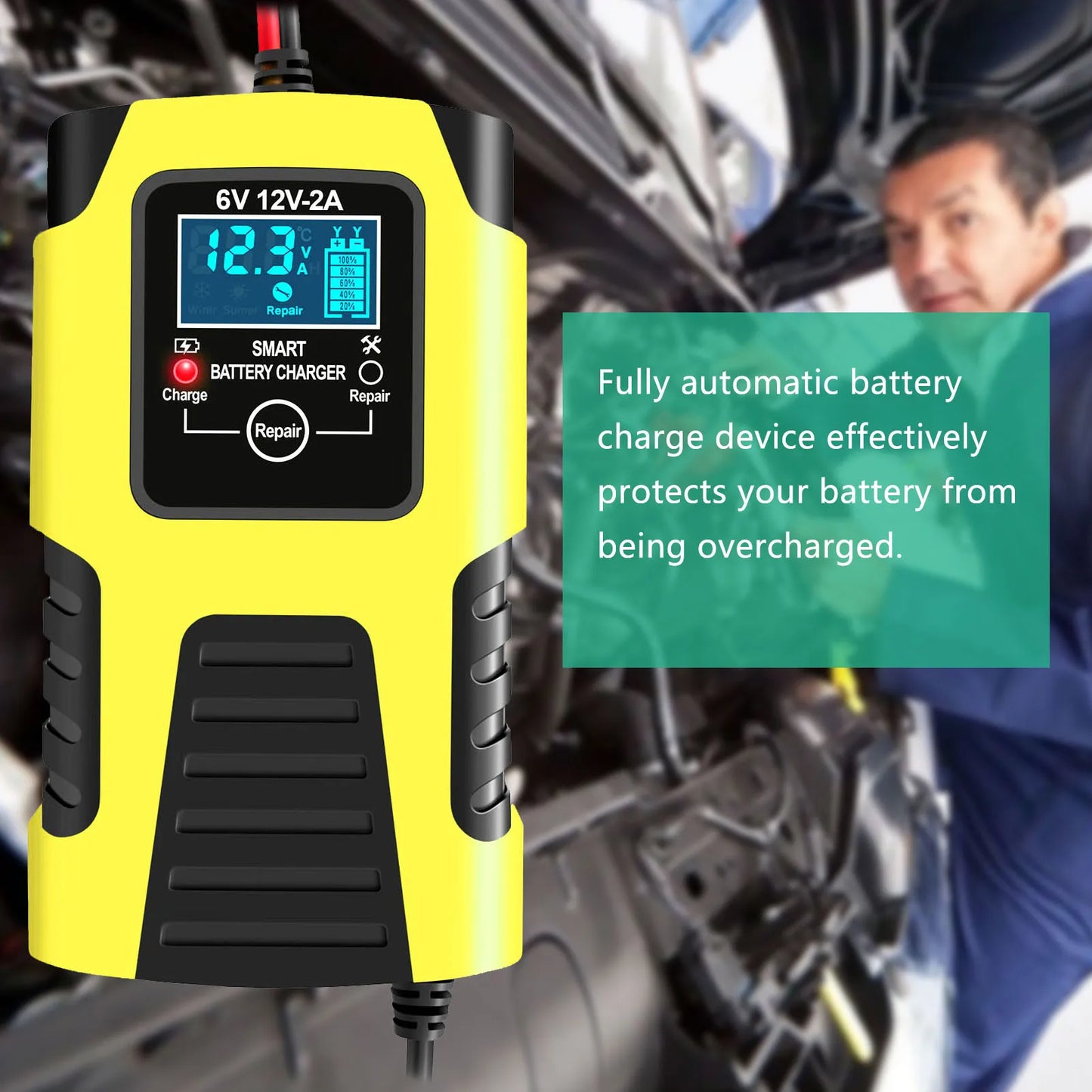 Car Battery Chargers 12V/2A 24V/2A Full Automatic Smart Battery Chargers Maintainer Trickle Chargers Battery Desulfator