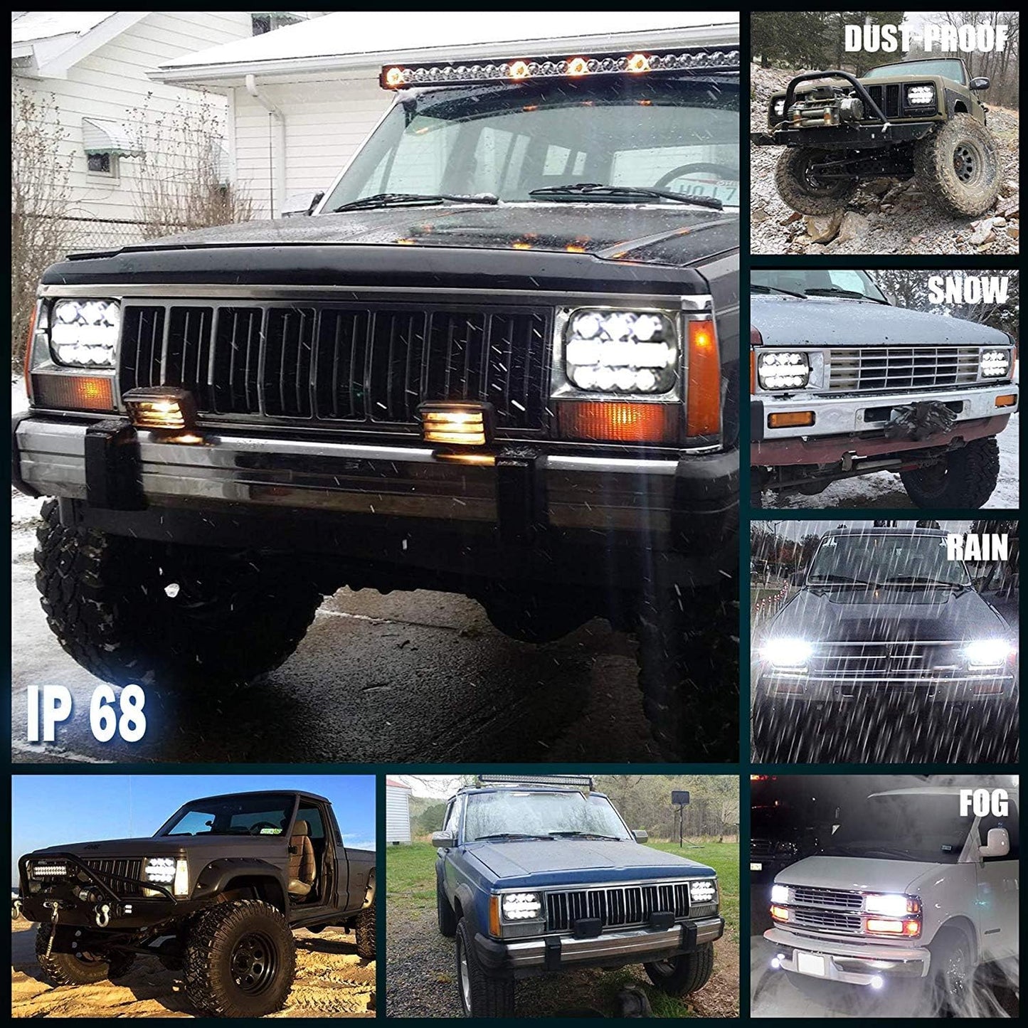 LED Headlights 6000K for Ford Super Duty Trucks F600 F650 F700 F750 7X6 5X7 High and Low Sealed Beam Square Rectangle Headlamp Replacement Kit Bulb H4/HB2/9003 Plug and Play