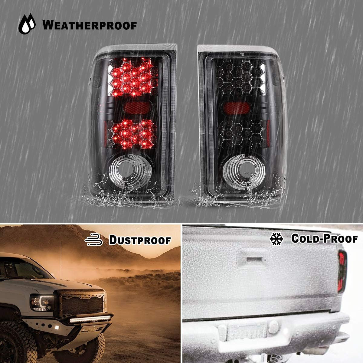 LED Tail Lights Assembly for 2001 2002 2003 2004 2005 Ford Ranger Taillights, Tail Lamps W/Led Turn Signal, Brake Rear Lights, Passenger and Driver Side (Clear Lens)