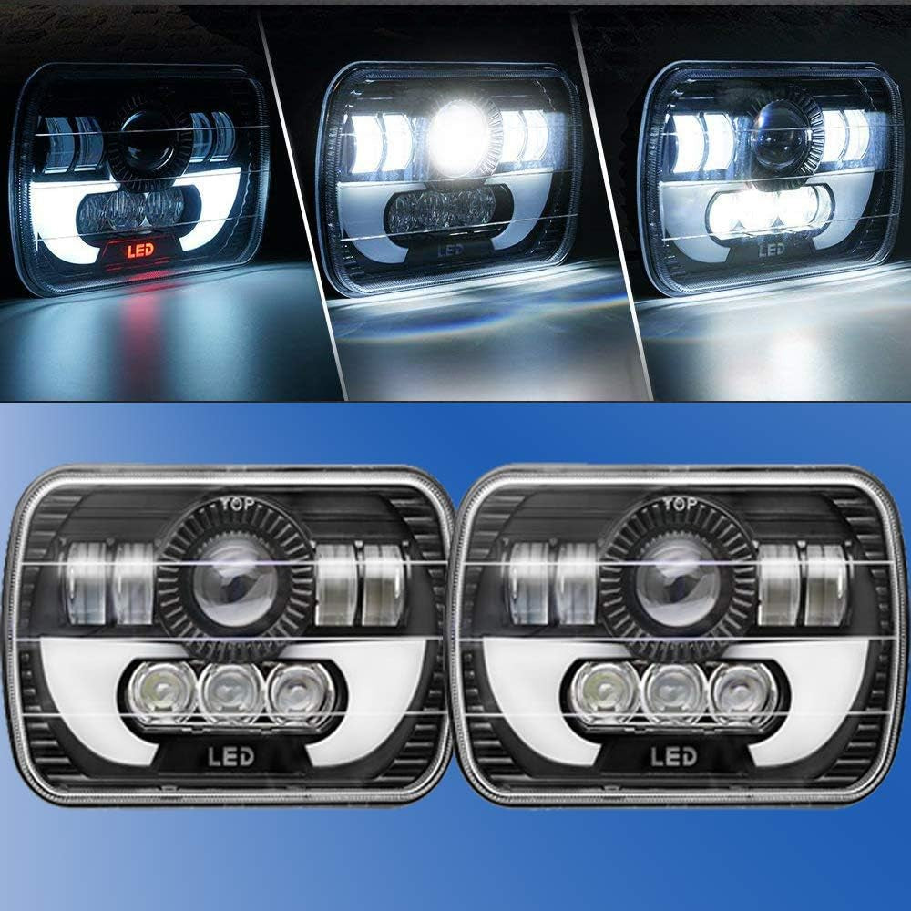 LED Headlights 6000K for Ford Super Duty Trucks F600 F650 F700 F750 7X6 5X7 High and Low Sealed Beam Square Rectangle Headlamp Replacement Kit Bulb H4/HB2/9003 Plug and Play