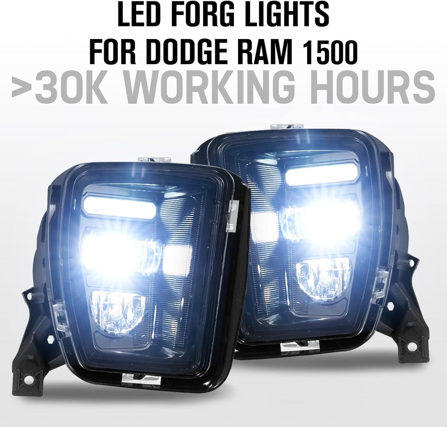 LED Fog Lights for 2013-2018 Dodge Ram 1500/2019-2021 Classic Model, Front Bumper Driving DRL Daytime Running Fog Lamps Accessories, 2PCS