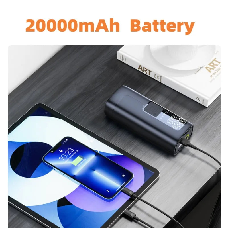 60L/Min Portable Air Pump,20000Mah Car Tire Compressor,12V Portable Air Compressor,Air Compressor,Air Injector,Tire Inflator
