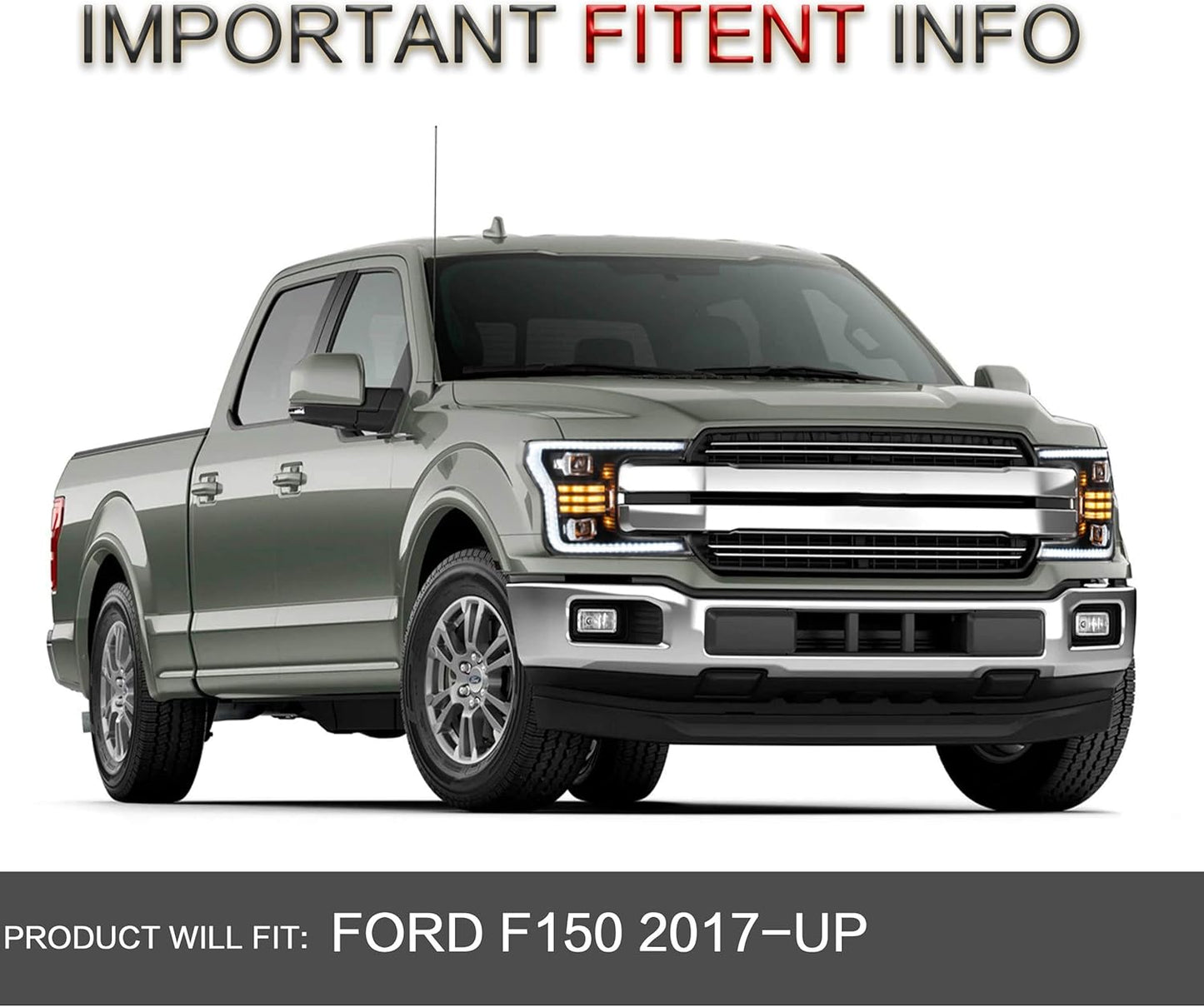 Projector LED Headlights Compatible with F150 2018-2020 (Not Fit Raptor), No Need Extra Bulbs, Black Housing