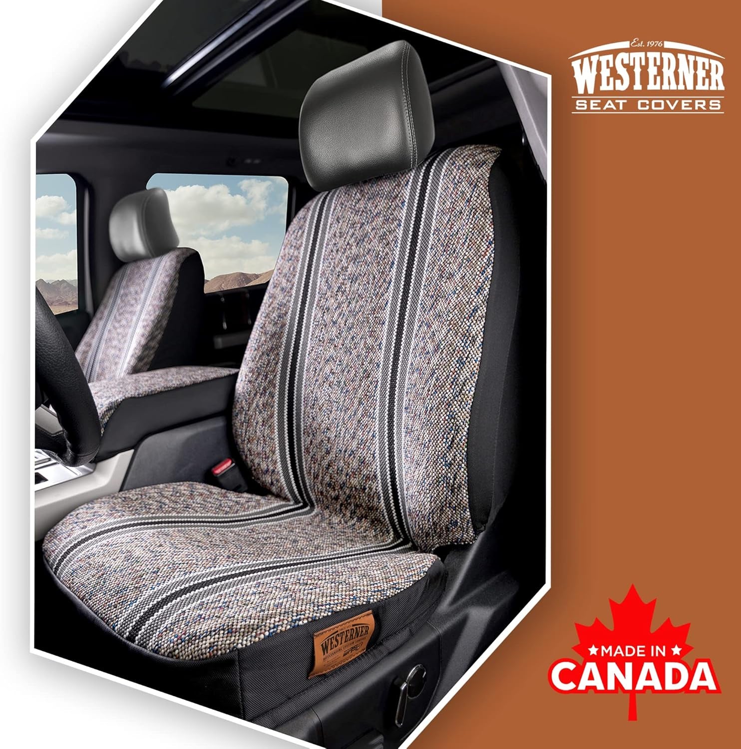 Westerner Black 2Pcs Truck Seat Covers Ford F150 & F250-550 Front Bucket Custom Fit Car Seat Covers - Durable Cover Accessories - 2015-2020 & 2017-2021