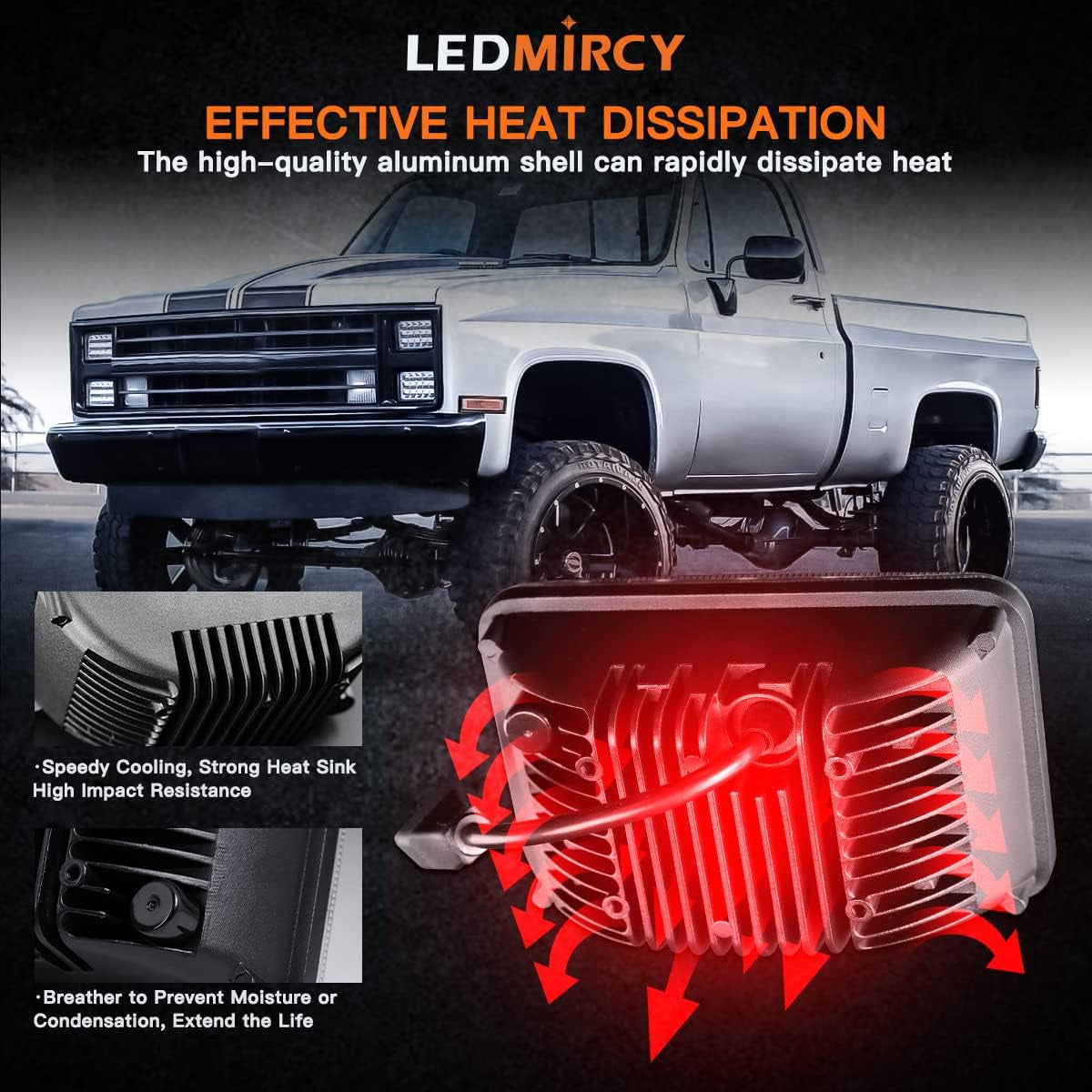 4X6 LED Lights High Low Sealed Beam White Rectangular LED Light 4PCS 45W LED Light with H4651 H4656 H6545 H4652 H4666 H4668 H4642
