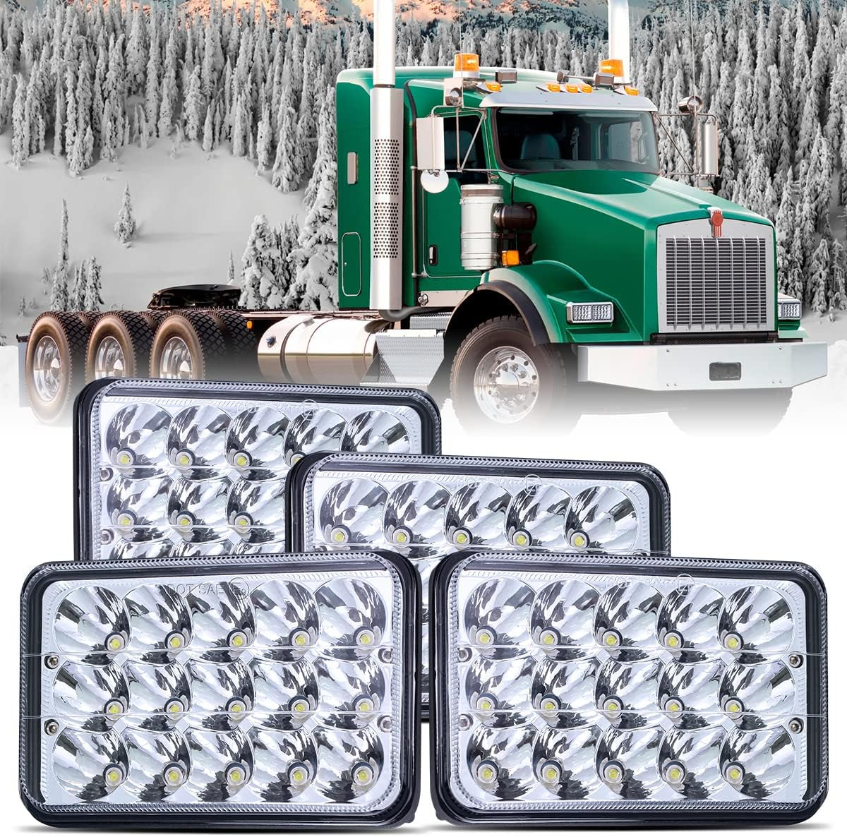 4X6 LED Lights High Low Sealed Beam White Rectangular LED Light 4PCS 45W LED Light with H4651 H4656 H6545 H4652 H4666 H4668 H4642