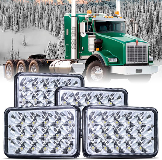 4X6 LED Lights High Low Sealed Beam White Rectangular LED Light 4PCS 45W LED Light with H4651 H4656 H6545 H4652 H4666 H4668 H4642