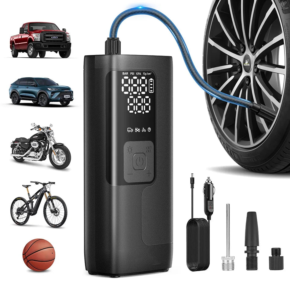 60L/Min Portable Air Pump,20000Mah Car Tire Compressor,12V Portable Air Compressor,Air Compressor,Air Injector,Tire Inflator