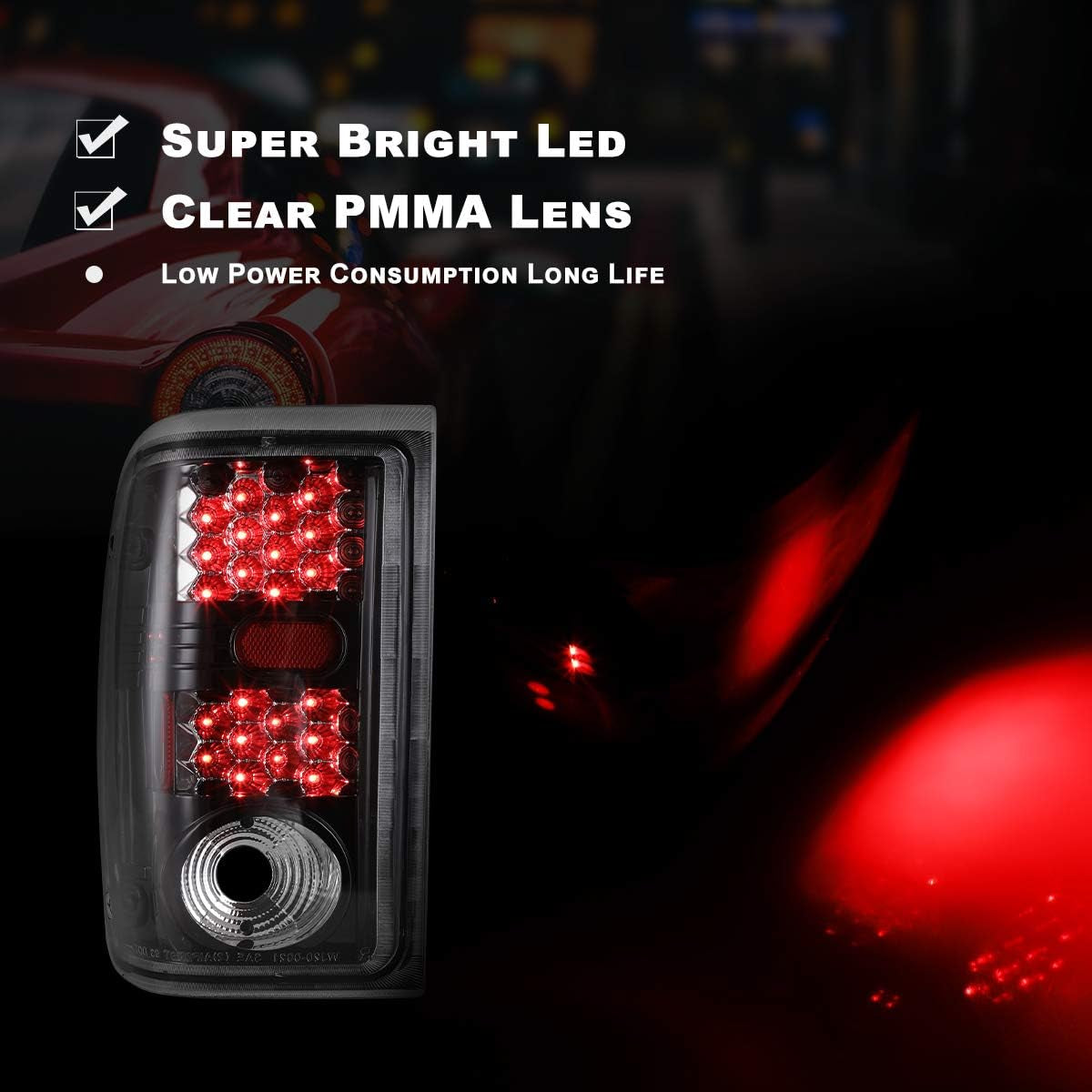 LED Tail Lights Assembly for 2001 2002 2003 2004 2005 Ford Ranger Taillights, Tail Lamps W/Led Turn Signal, Brake Rear Lights, Passenger and Driver Side (Clear Lens)