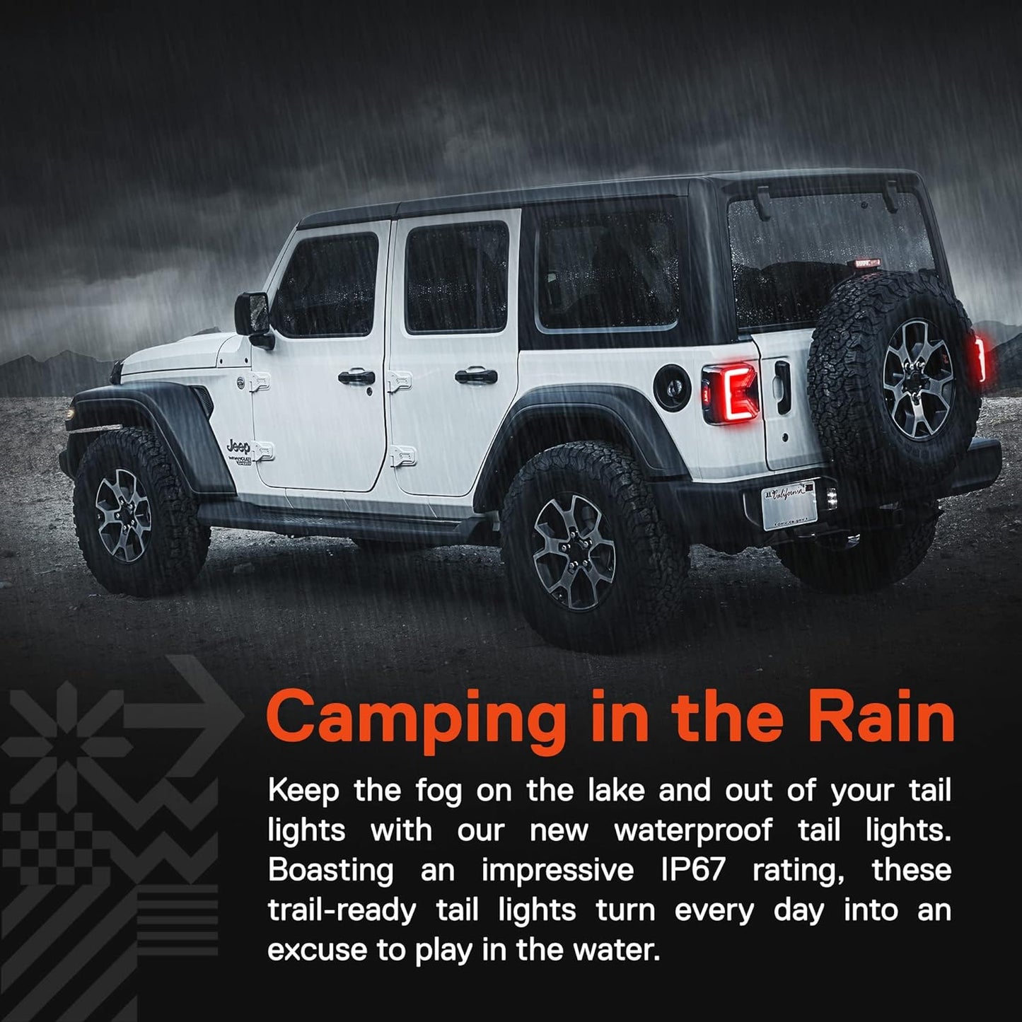 TRUE MODS LED Tail Light Replacement for Jeep 2018+ Wrangler JL [Clear-Lens] [Plug-N-Play] [IP67 Waterproof] LED Brake Light Compatible with Jeep Wrangler JL Accessories