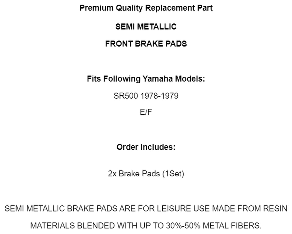Front Brake Pads for Yamaha Sr500 1978 1979 Front Brake Pads