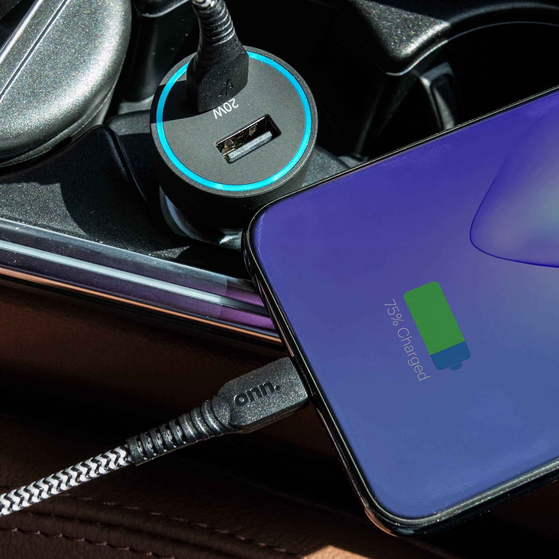 32W Dual-Port Car Charging Kit with USB-C Charging Cable, 20W USB-C Port Fast Charger with Power Delivery; 12W USB Port Standard Charges