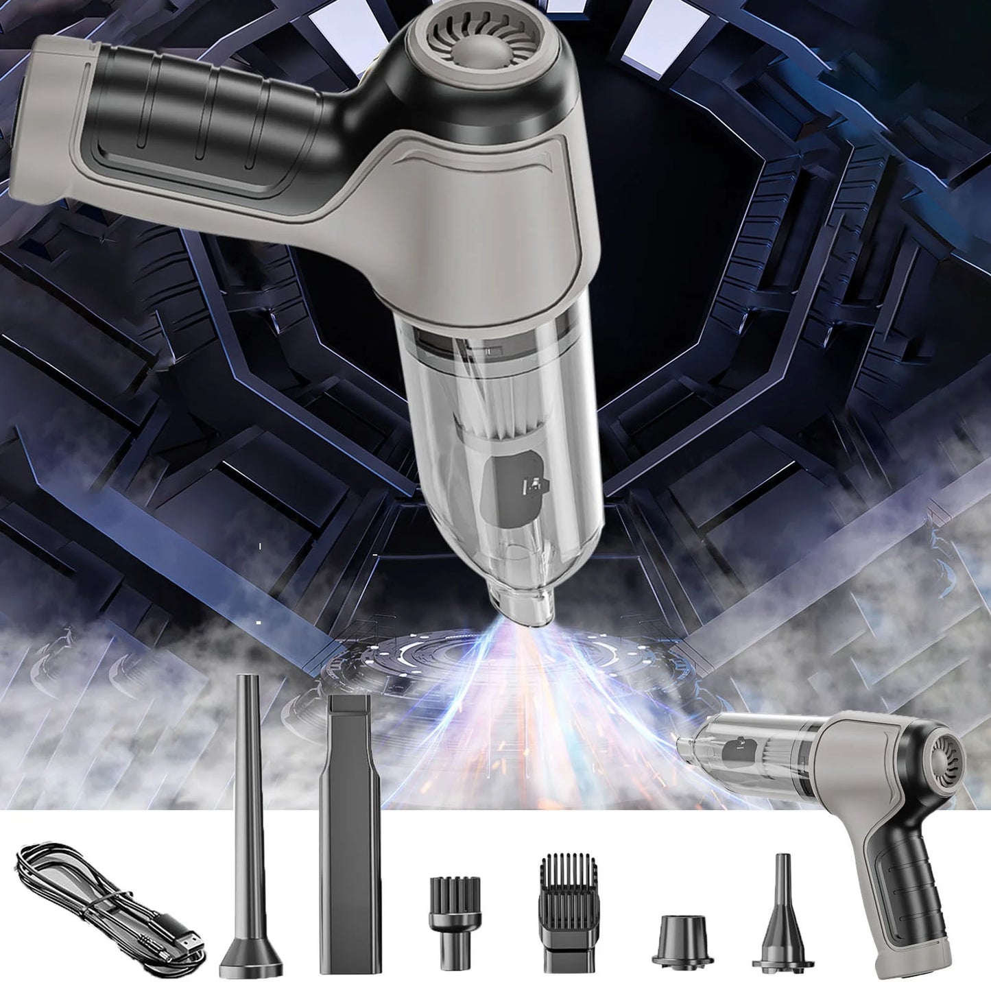Airfy Car Vacuum, Portable Handheld Air Blower/Car Vaccum, Wireless Handheld Car Mini Vacuum Cleaner, Rechargeable High Power Cordless Vacuum Cleaner for Home