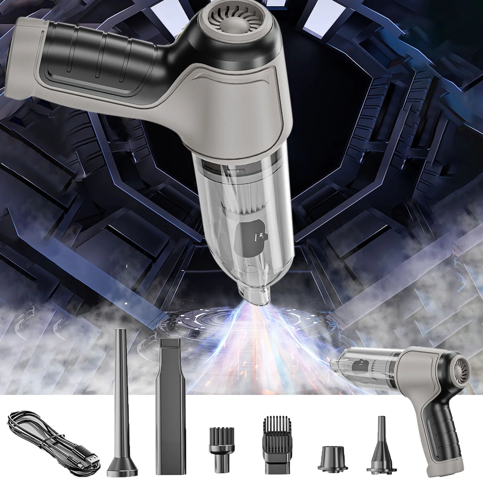Airfy Car Vacuum, Portable Handheld Air Blower/Car Vaccum, Wireless Handheld Car Mini Vacuum Cleaner, Rechargeable High Power Cordless Vacuum Cleaner for Home