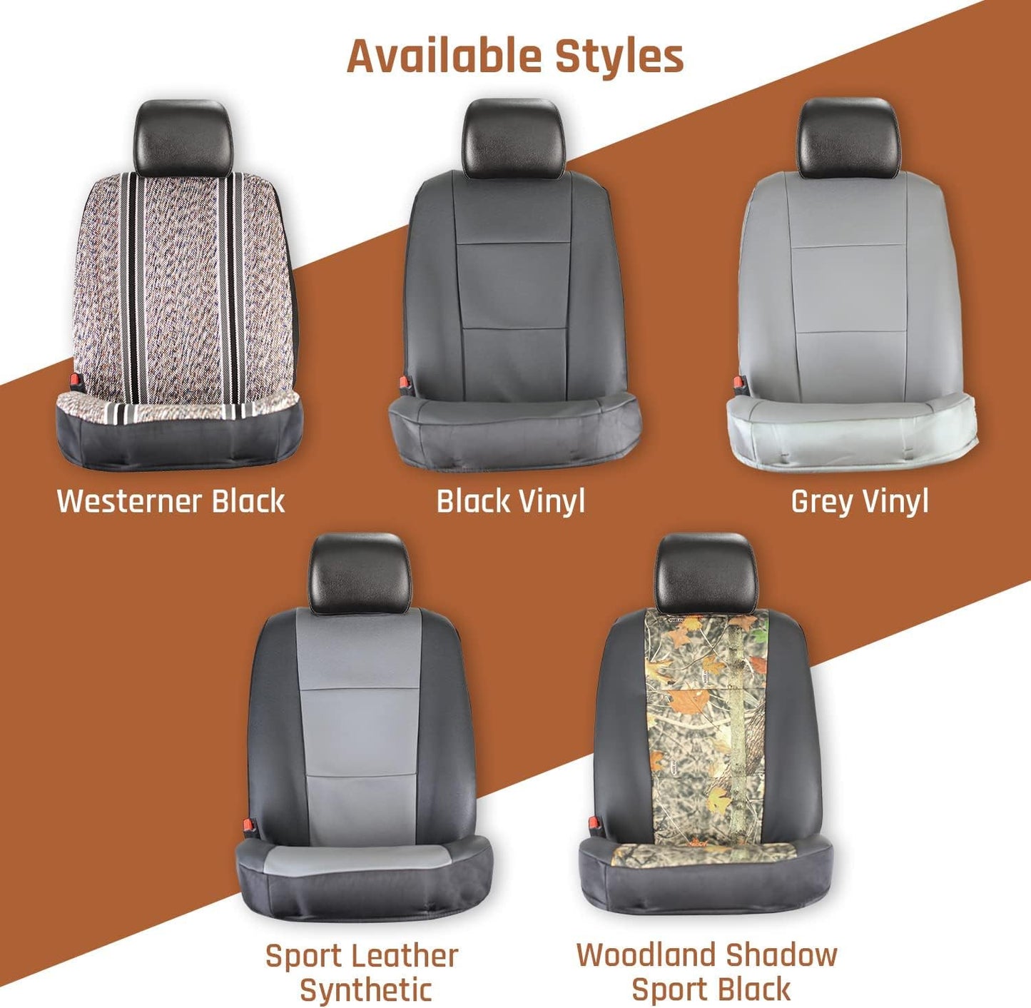 Westerner Black 2Pcs Truck Seat Covers Ford F150 & F250-550 Front Bucket Custom Fit Car Seat Covers - Durable Cover Accessories - 2015-2020 & 2017-2021