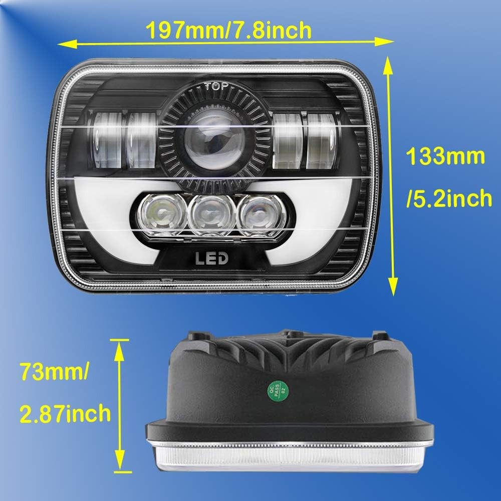 LED Headlights 6000K for Ford Super Duty Trucks F600 F650 F700 F750 7X6 5X7 High and Low Sealed Beam Square Rectangle Headlamp Replacement Kit Bulb H4/HB2/9003 Plug and Play