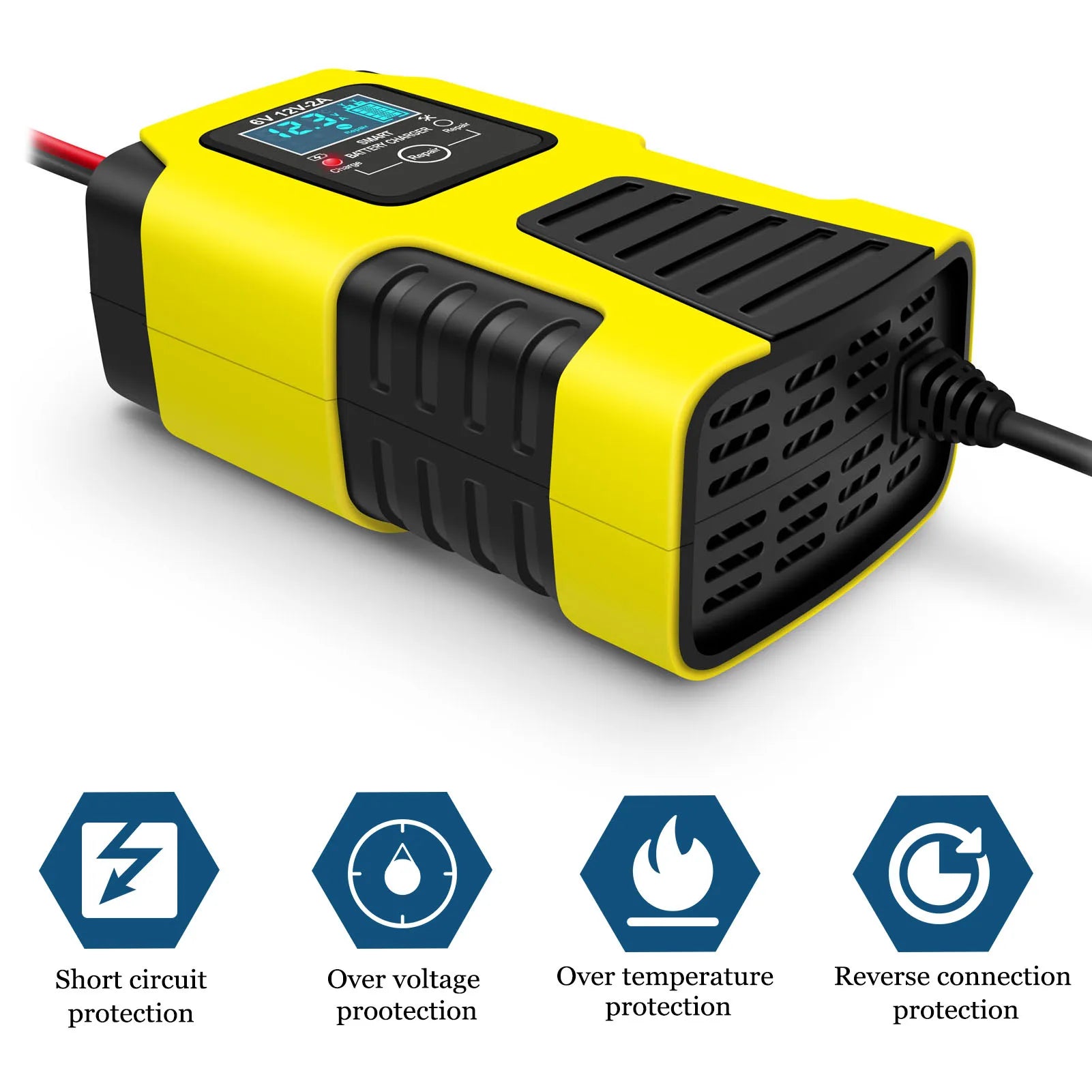 Car Battery Chargers 12V/2A 24V/2A Full Automatic Smart Battery Chargers Maintainer Trickle Chargers Battery Desulfator
