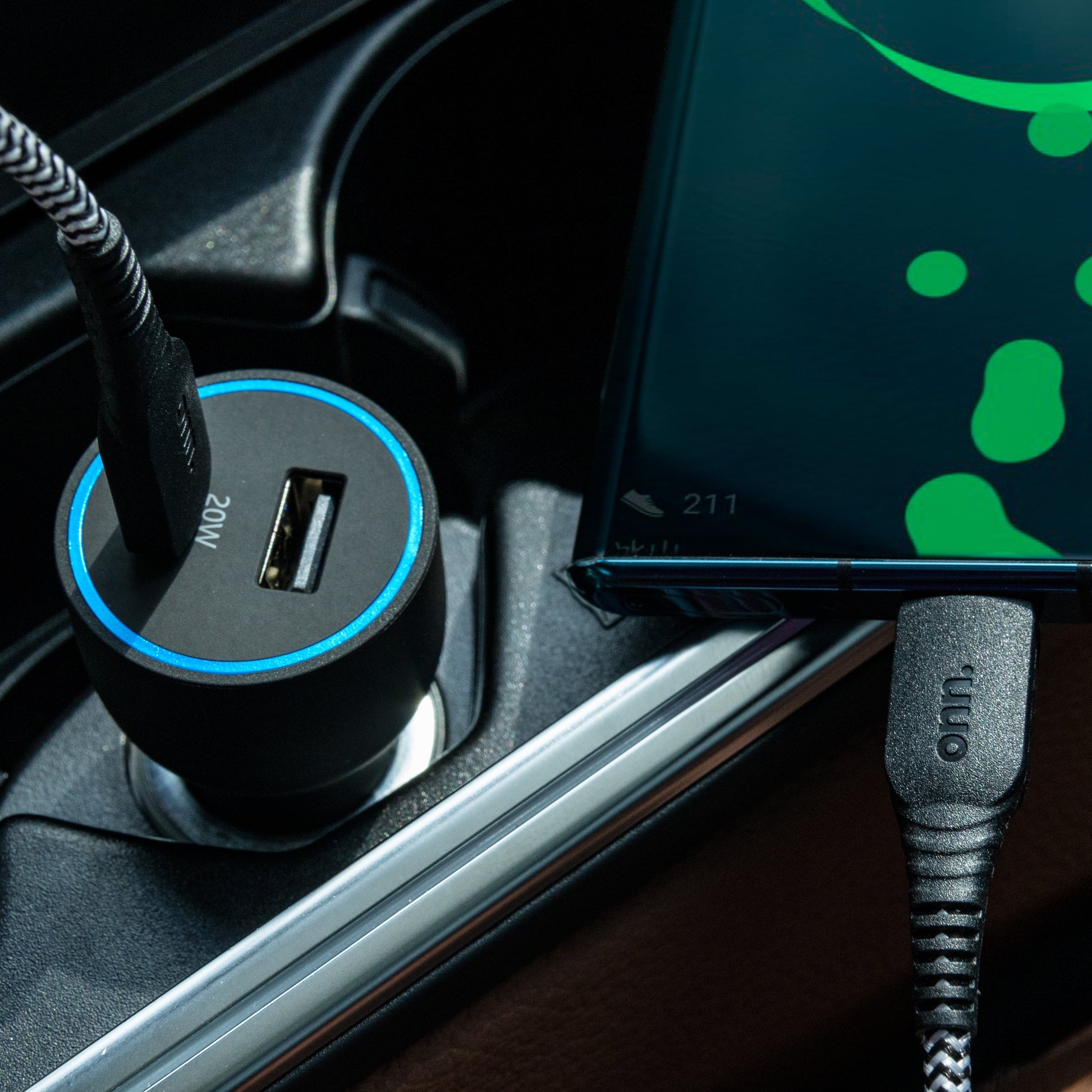 32W Dual-Port Car Charging Kit with USB-C Charging Cable, 20W USB-C Port Fast Charger with Power Delivery; 12W USB Port Standard Charges
