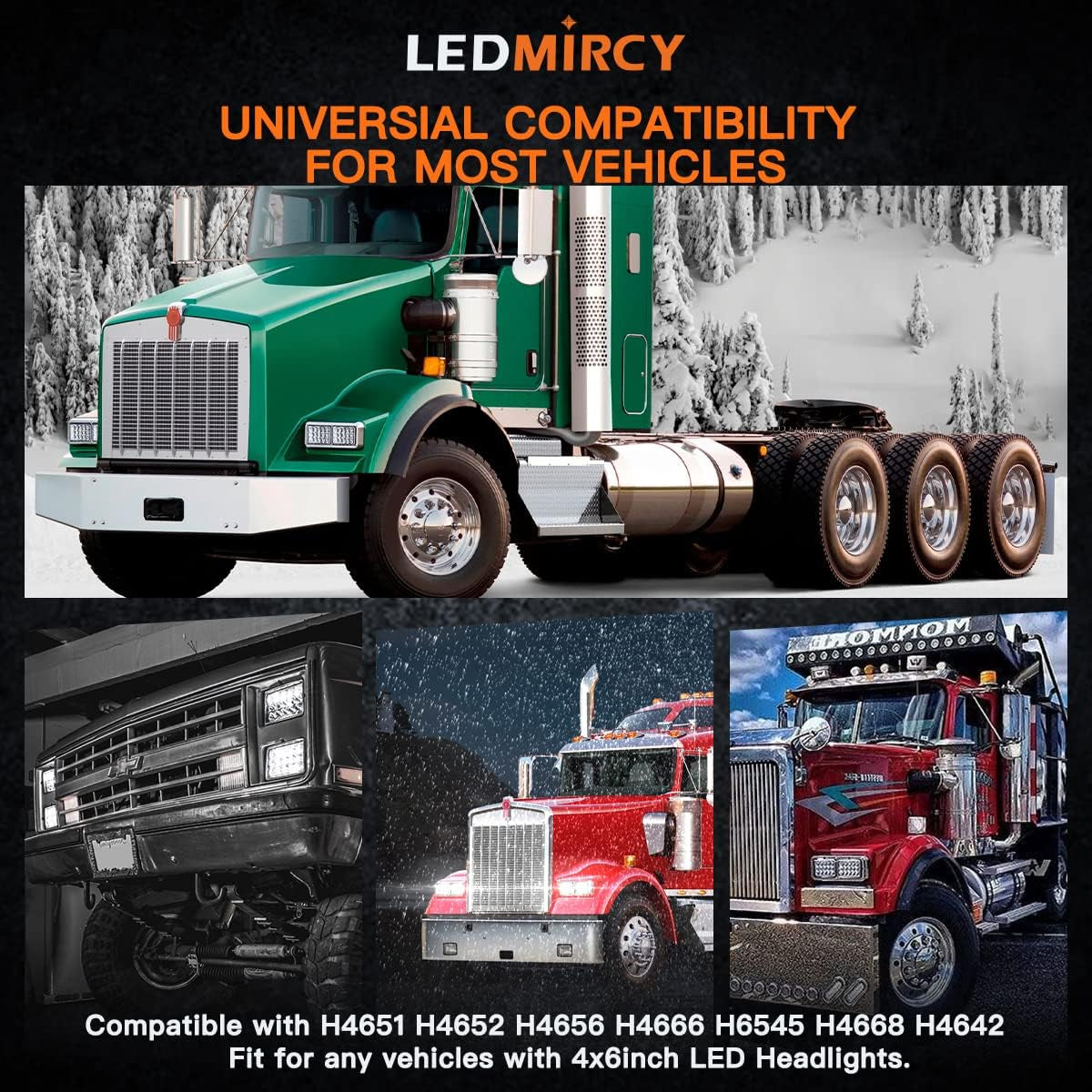 4X6 LED Lights High Low Sealed Beam White Rectangular LED Light 4PCS 45W LED Light with H4651 H4656 H6545 H4652 H4666 H4668 H4642