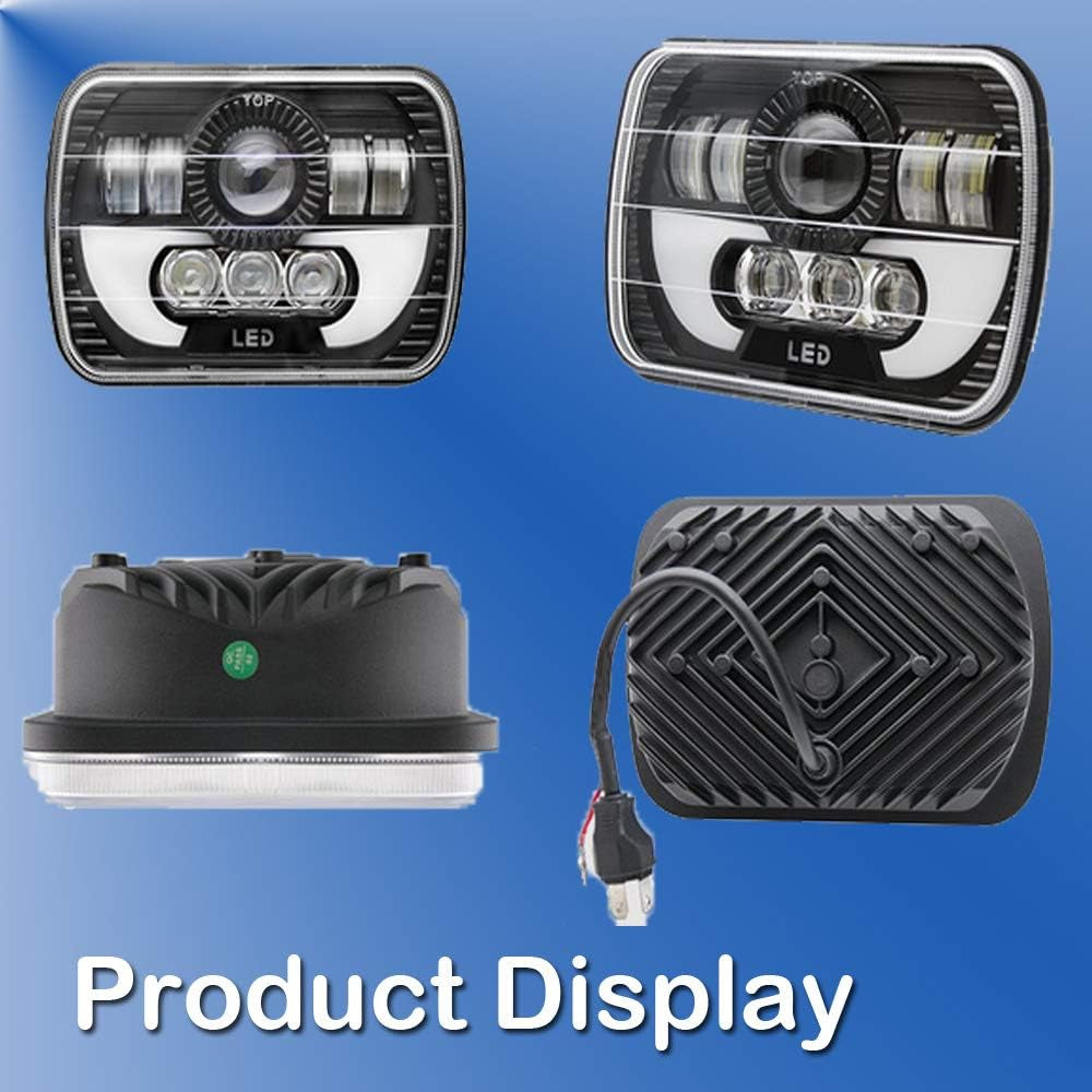 LED Headlights 6000K for Ford Super Duty Trucks F600 F650 F700 F750 7X6 5X7 High and Low Sealed Beam Square Rectangle Headlamp Replacement Kit Bulb H4/HB2/9003 Plug and Play