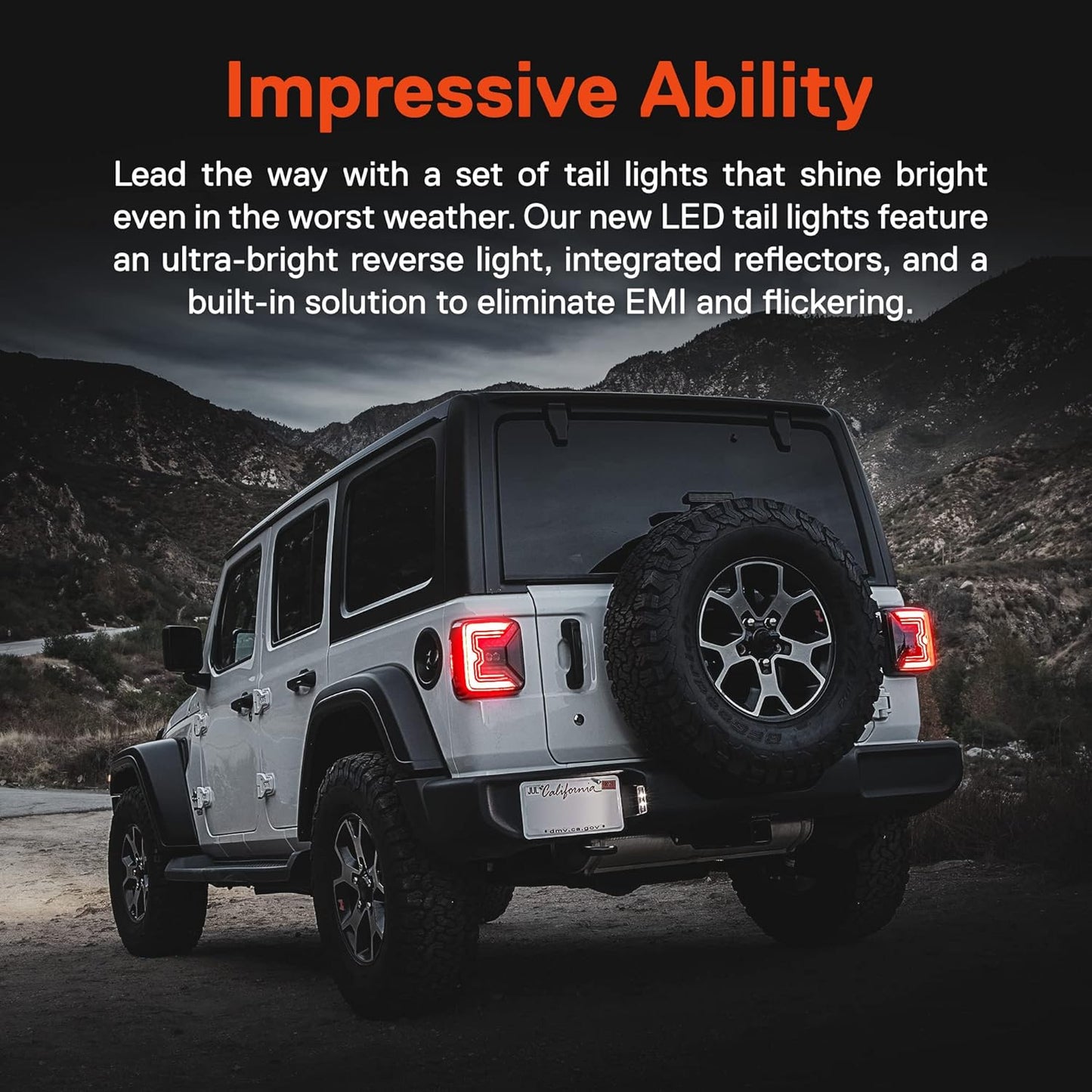 TRUE MODS LED Tail Light Replacement for Jeep 2018+ Wrangler JL [Clear-Lens] [Plug-N-Play] [IP67 Waterproof] LED Brake Light Compatible with Jeep Wrangler JL Accessories